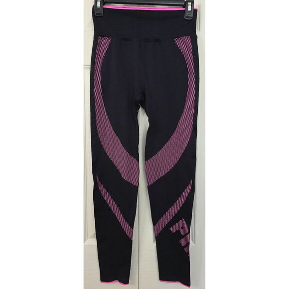 PINK Victoria's Secret Active Pants - PINK Victoria's Secret Seamless Leggings Black & Pink Logo Medium High Waist M